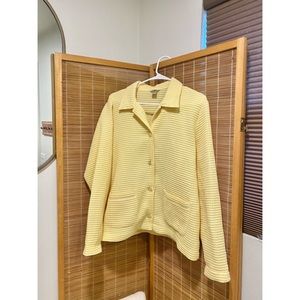 Yellow waffle knit button down